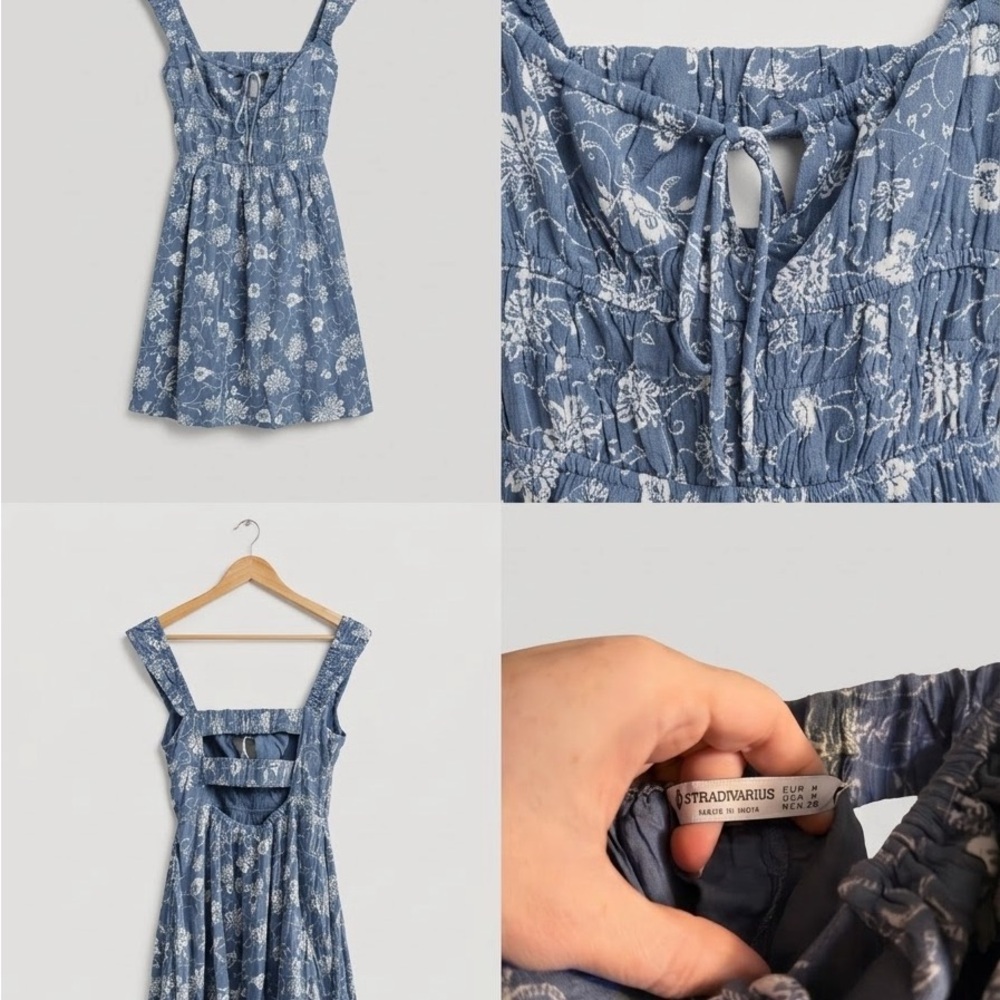 Stradivarius Blue Floral Women’s Sundress Size Medium M